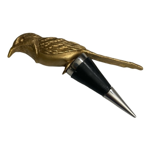 Metal Bird Figure Bottle/ Wine Stopper Rubber Matte Gold heavy/ solid - Picture 2 of 8